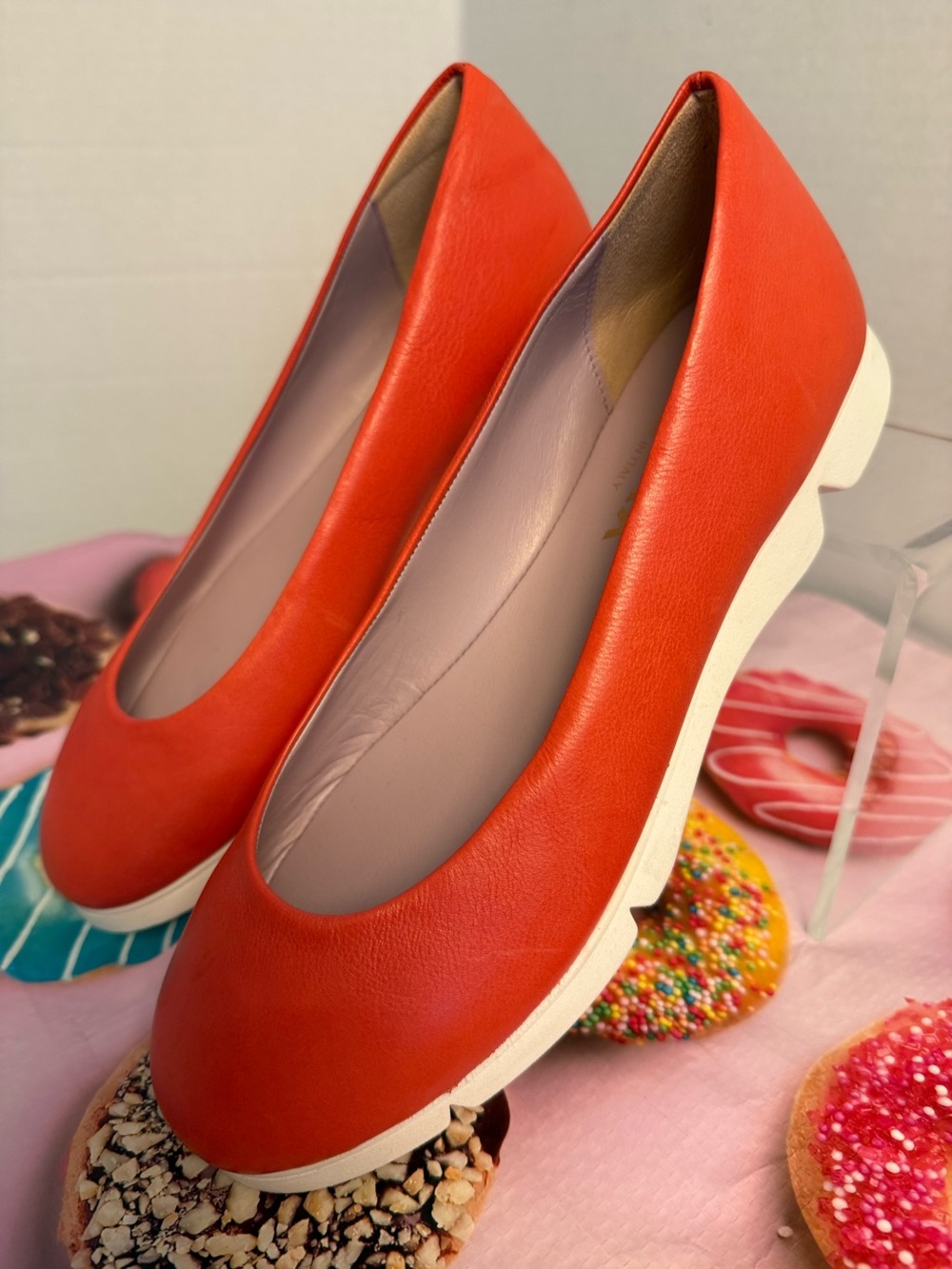 The FLEXX Elisa Foulard Coral Leather Ballet Flats Size 6 NWT Italy